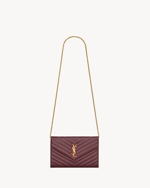 Saint Laurent White Cassandre Chain Wallet