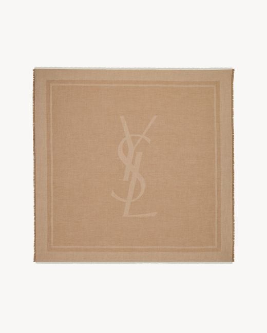 Saint Laurent Natural Cassandre Square Scarf