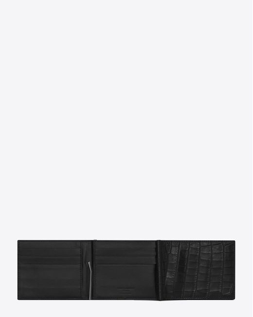 Portefeuille à double pince à billets en cuir embossé crocodile Saint  Laurent pour homme en coloris Noir | Lyst