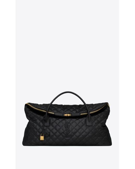 Saint Laurent Black Es Giant Travel Bag In Quilted Leather