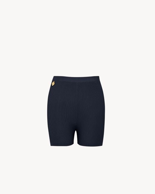 Saint Laurent Blue Rib-Knit Cycling Shorts