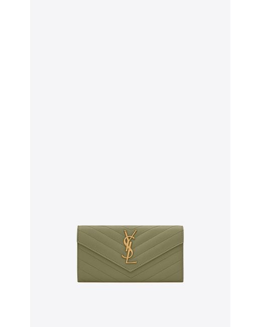 CASSANDRE MATELASSÉ large flap wallet in grain de poudre embossed leather, Saint  Laurent