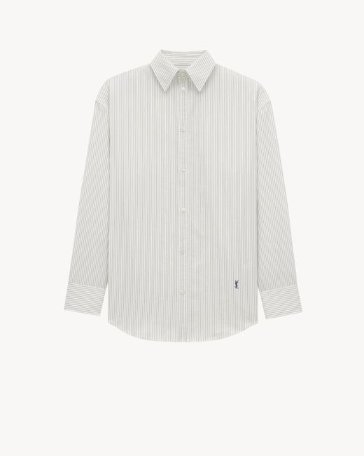 Saint Laurent Cassandre シャツ（ストライプコットンポプリン） グリ White