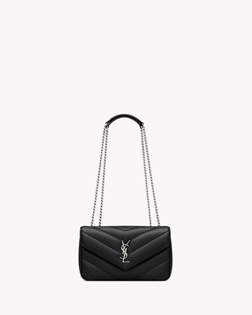Saint Laurent White Loulou Small Matelassé Aus Lammleder