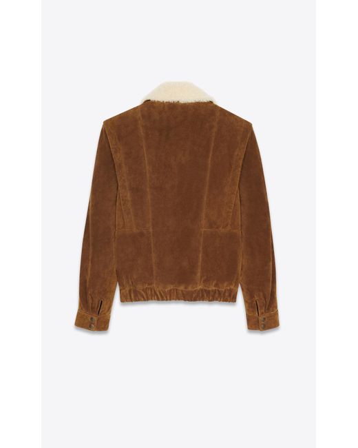 Saint Laurent スエード ジャケット スエード シアリング カラー ブラウン メンズ Lyst Saint Laurent スエード ジャケット スエード シアリング カラー ブラウン メンズ Lyst
