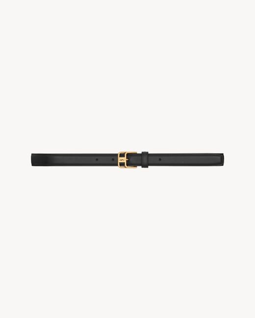 Saint Laurent White Cassandre Double-Buckle Thin Belt