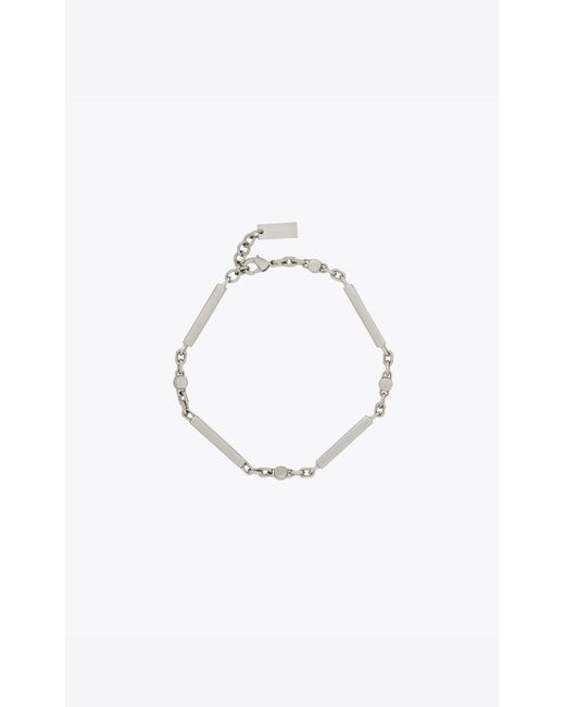 Saint Laurent White Crystal Bar-chain Bracelet In Metal for men