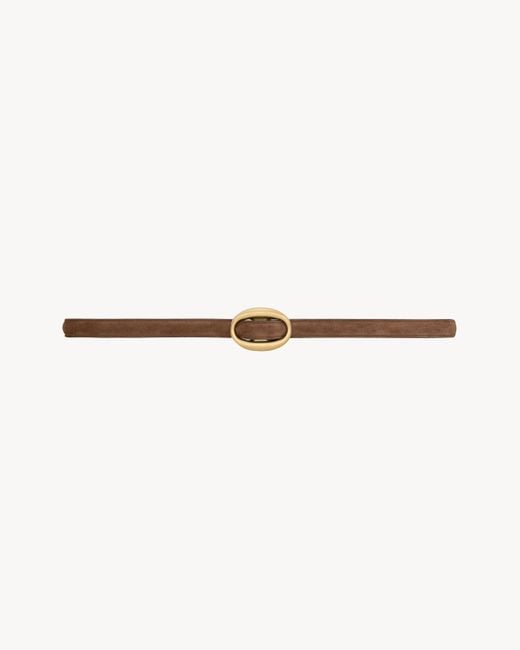 Saint Laurent Natural Oval Buckle Thin Belt