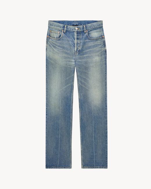 Saint Laurent Blue Tapered Mid Rise Jeans for men