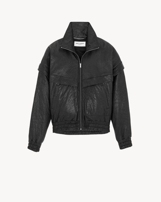 メンズ Saint Laurent Saint Laone Sizerent サンローラン ボンバージャケット（グレインラムスキン） Black