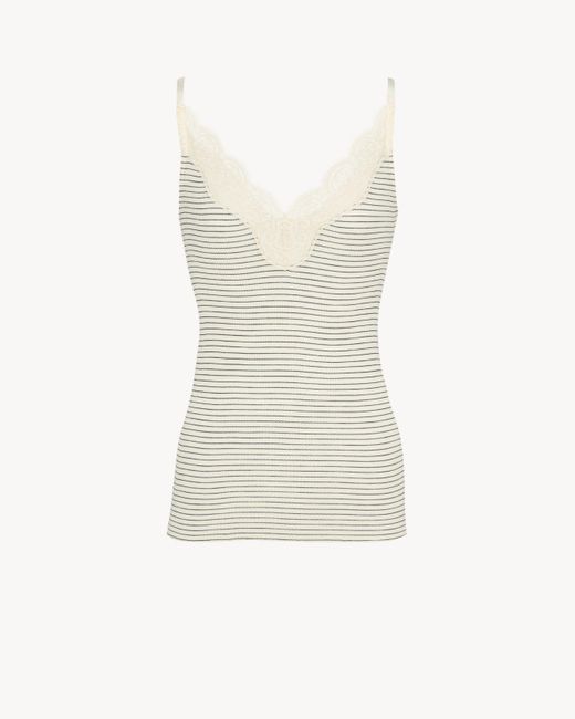 Saint Laurent White Laced Tank Top