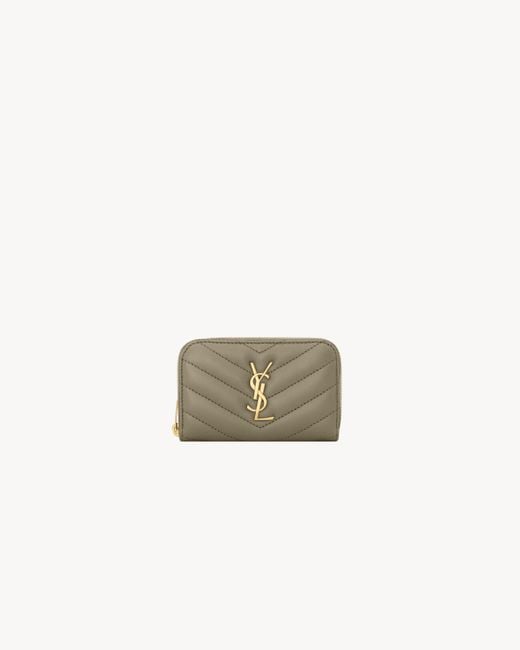 Saint Laurent Green Cassandre Geldbörse Aus Lammleder