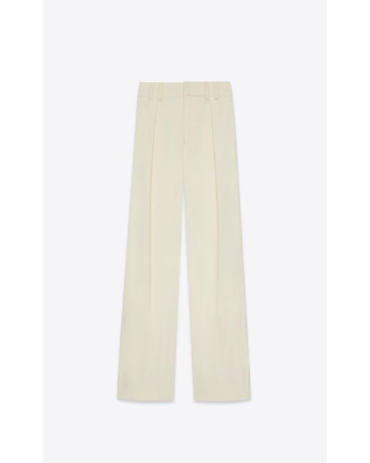 Saint Laurent White Pants In Cotton Sateen
