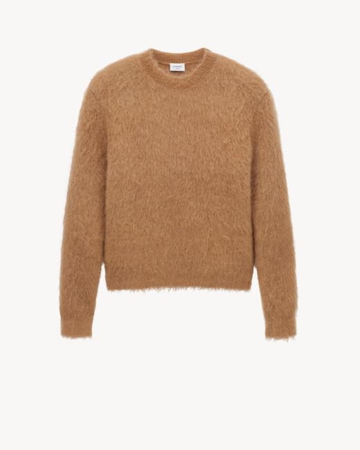 Saint Laurent Pullover Aus Gebürstetem Strick in Natural für Herren