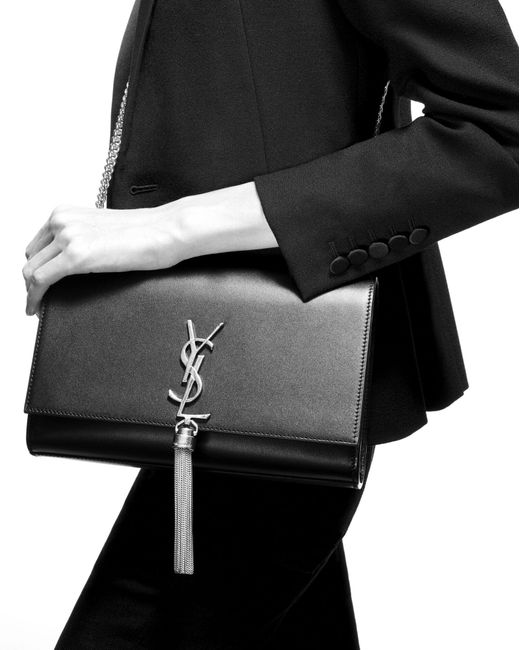 kate small smooth calfskin tassel shoulder bag on chain