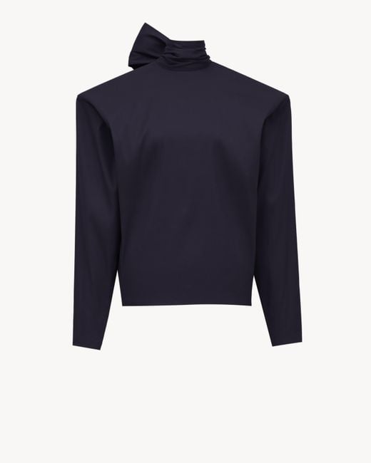 Top Boxy Con Collo Lavallière di Saint Laurent in Blue