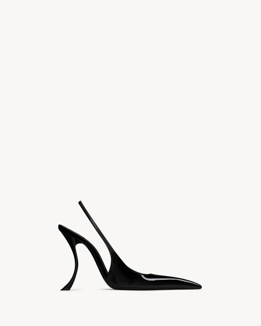 Saint Laurent White Apolline Slingback Pumps