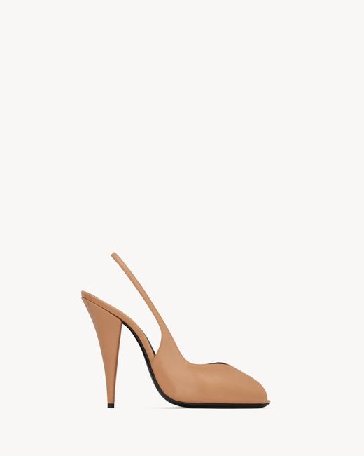 Page Slingbacks En Cuir Lisse Saint Laurent en coloris White