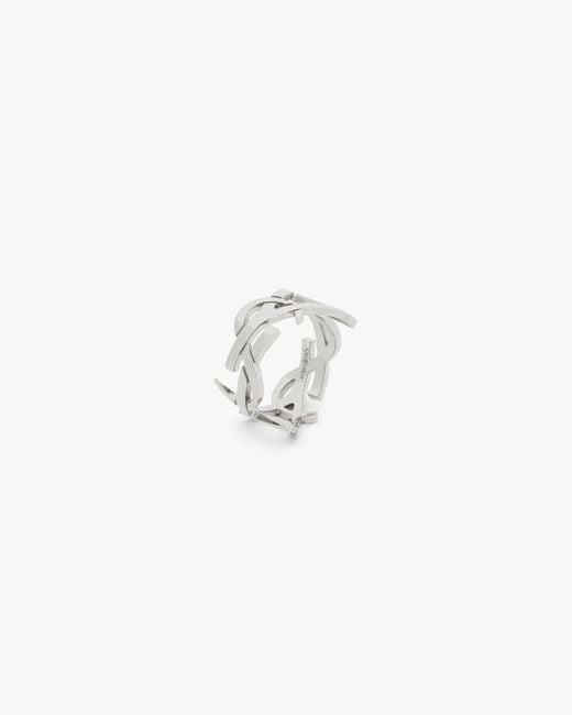 Saint Laurent Cassandre Ring Aus Metall in White für Herren