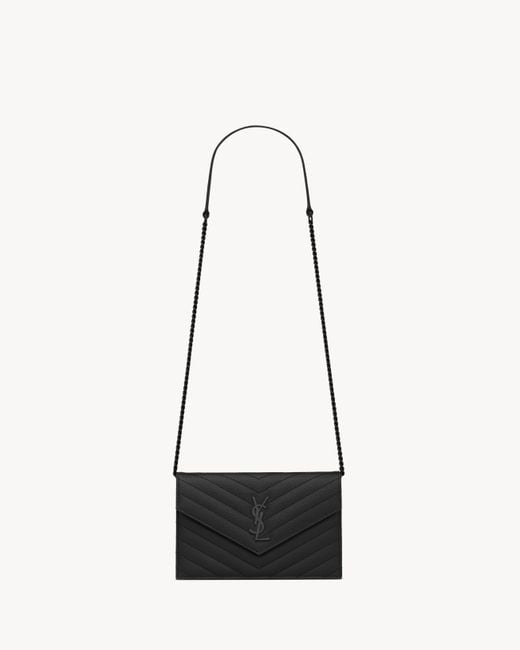 Saint Laurent White "Envelope" Mini Pouch With Chain