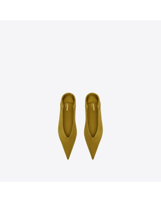 Saint Laurent Metallic Nour slipper aus satin gelb/gold