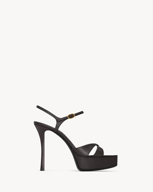 Saint Laurent Brown Leather Debbie Platform Sandals 85