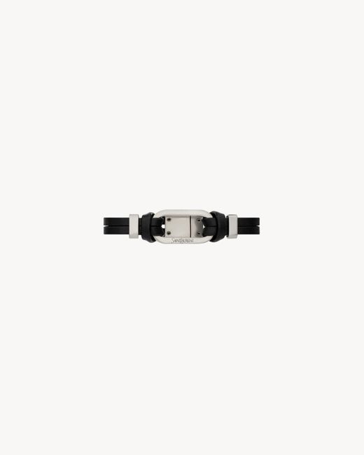 Bracelet Anneau Ovale En Cuir Saint Laurent pour homme en coloris White