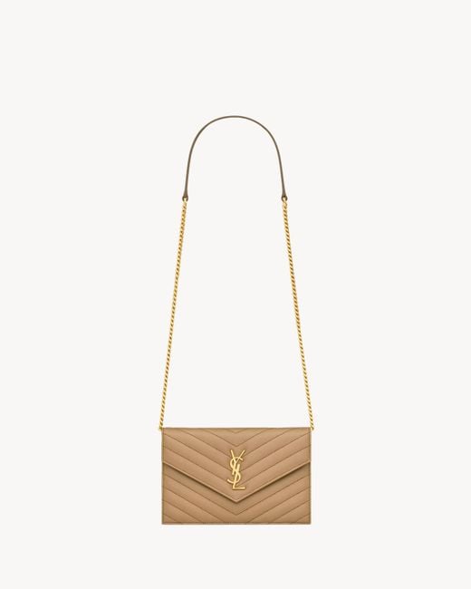 Saint Laurent White Cassandre Envelope Chain Wallet
