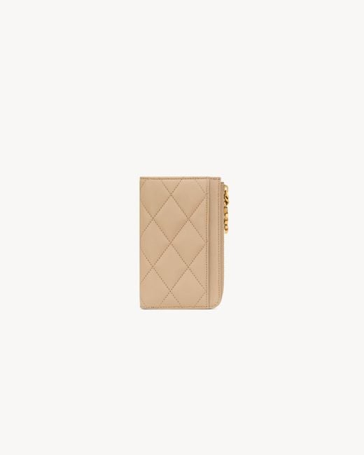 Saint Laurent White Cassandre Bijou Zip Card Case