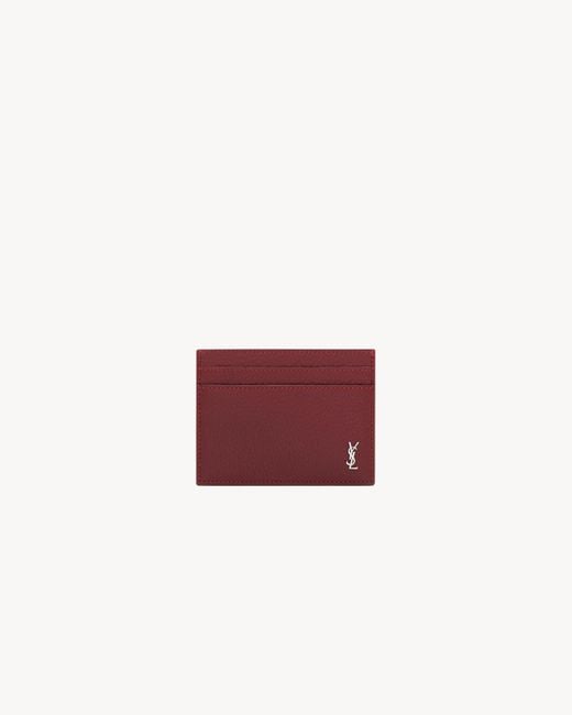 Saint Laurent Red Tiny Cassandre Card Case for men
