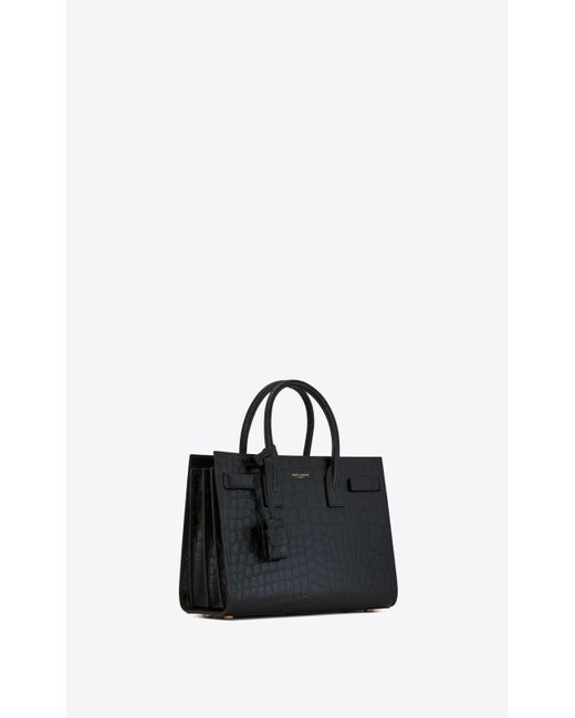 Black Saint Laurent Baby Sac De Jour Satchel, Saint Laurent Uptown  crocodile-effect clutch