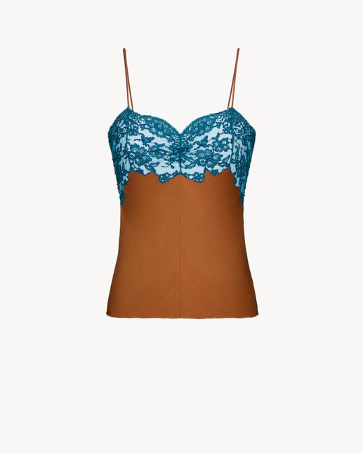 Saint Laurent Blue Laced Camisole