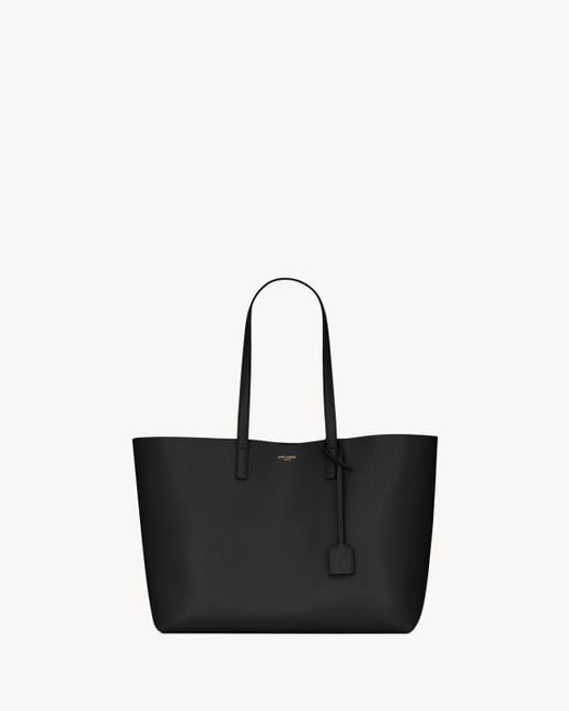 Saint Laurent Black Shopping Bag E/w In Supple Leather