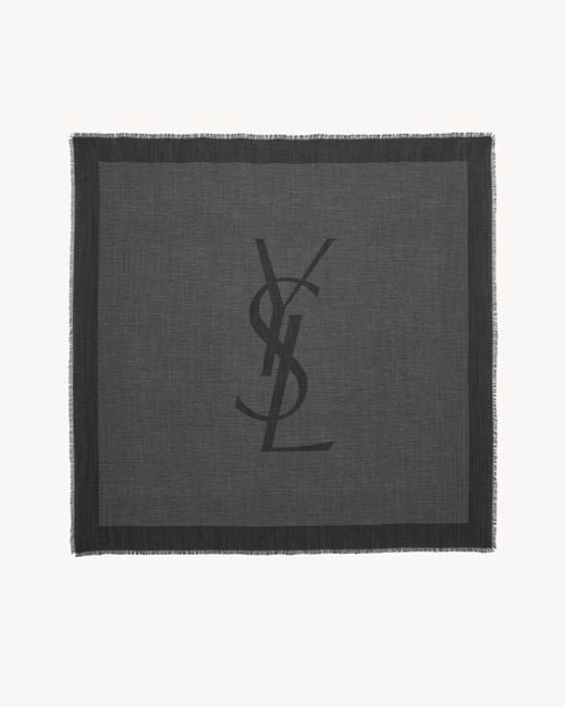 Saint Laurent Gray Cassandre Square Scarf for men