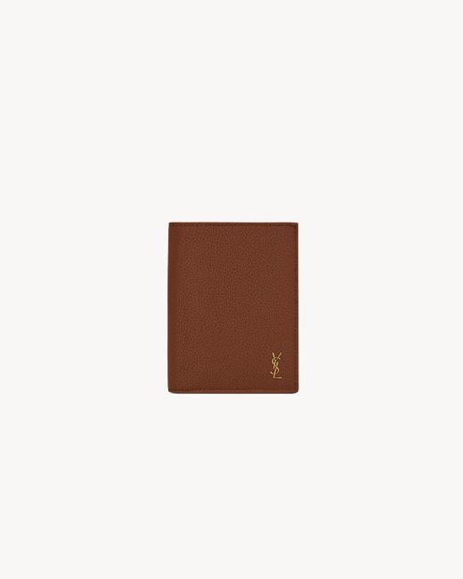 Saint Laurent White Tiny Cassandre Credit Card Wallet for men