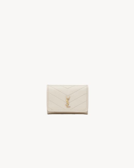 Saint Laurent White Niki Slim Tri-Fold Wallet