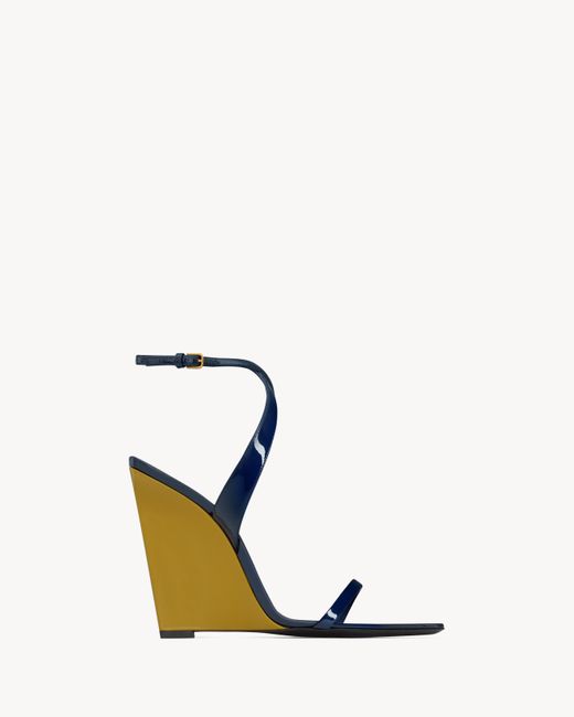 Saint Laurent サロメ ウェッジ（パテントレザー） ブルー Blue