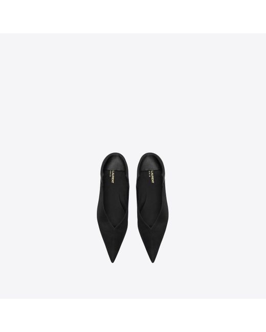 Saint Laurent Black Nour slipper aus satin schwarz