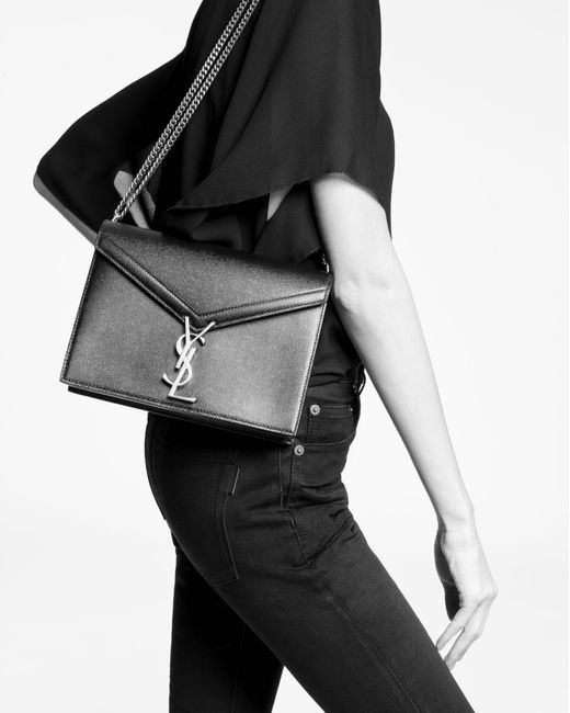 Saint Laurent Cassandra Monogram Clasp Bag In Crocodile-embossed Shiny ...