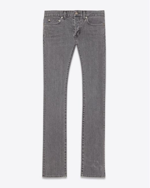 Saint Laurent Multicolor Original Low Waisted Slim Jean In Dark Grey Stretch Denim for men