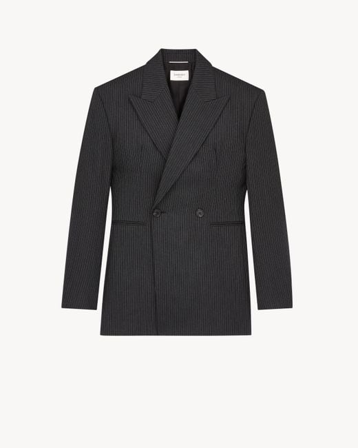 Saint Laurent Blue Double-Breasted Jacket for men
