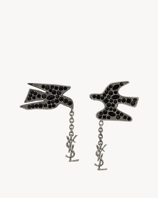 Saint Laurent Natural Cassandre Pendant Dove Earrings
