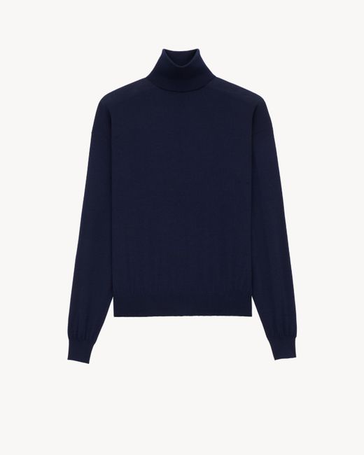 Saint Laurent Blue Turtleneck Sweater