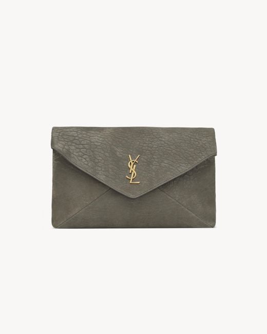 Saint Laurent Gray Cassandre Large Envelope Pouch