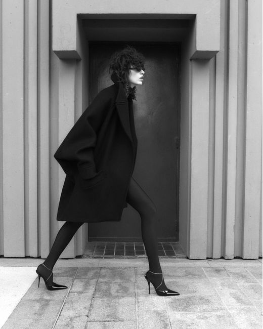 Saint Laurent Oversized Coat In Wool in Black | Lyst