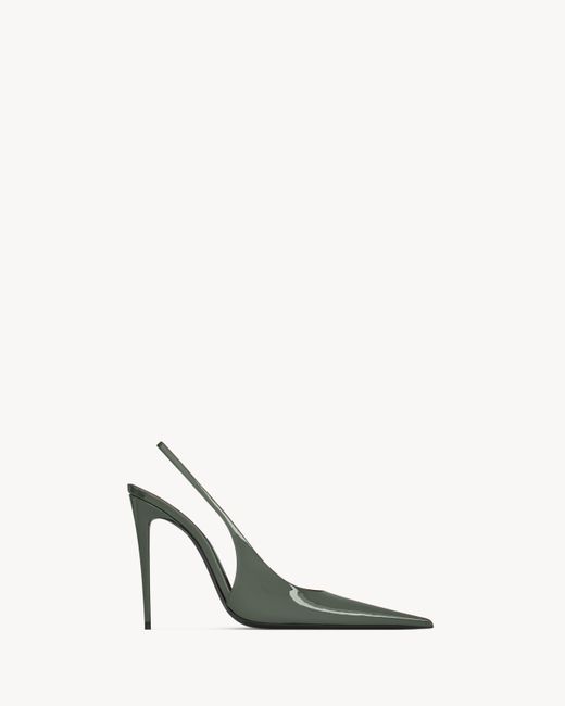 Saint Laurent White Guermantes Slingback Pumps