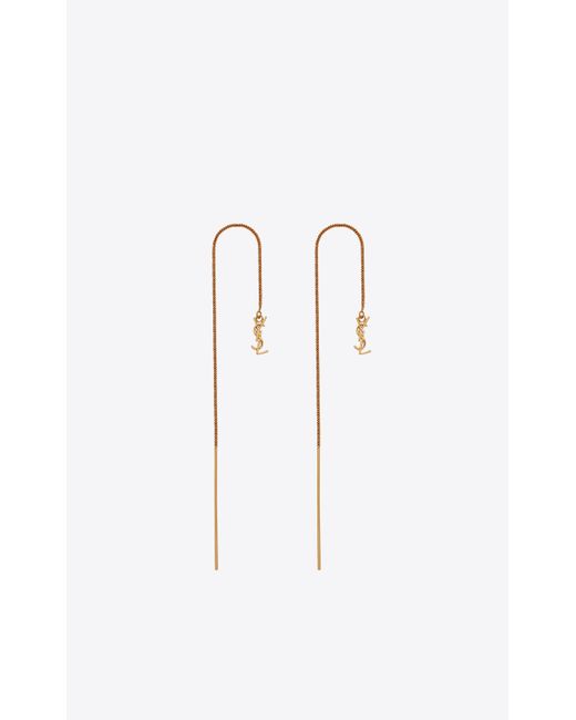 Saint Laurent Opyum Ysl Long Threader Earrings In Metal in Metallic | Lyst