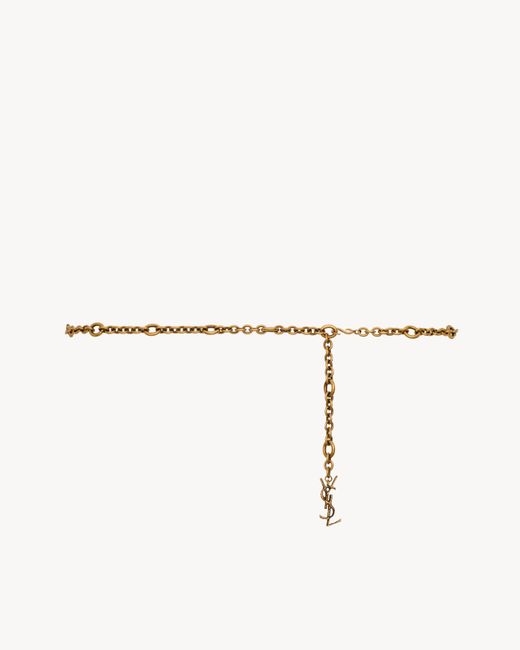 Saint Laurent White Cassandre Chain Belt