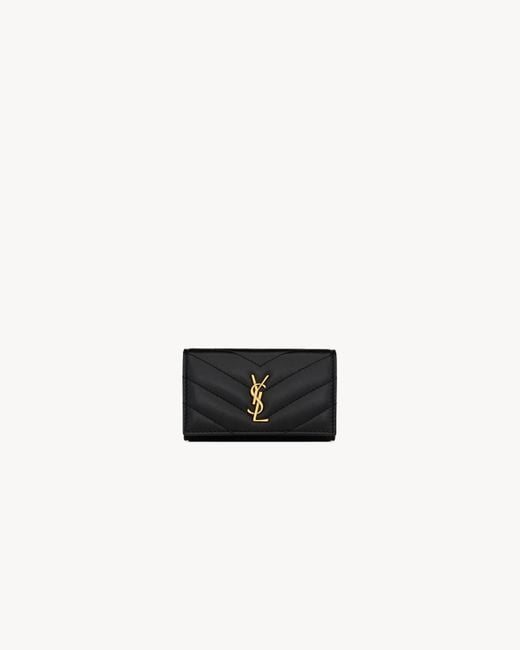 Portachiavi Sottile Cassandre Matelassé di Saint Laurent in Black