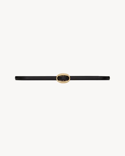 Saint Laurent Black Oval-buckle Leather Belt